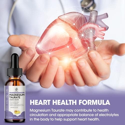 Magnesium Taurate Liquid Drop for Muscle Function, Nerve and Heart Health Support, High Absorption Magnesium Supplement with B6, CoQ10, Vegan, Non-GMO, Gluten/Sugar Free Pineapple Flavor, 2 Fl Oz - Thumbnail 2
