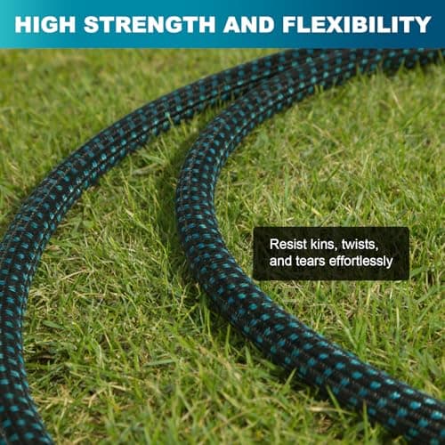 50FT Non-Expandable Garden Hose, Lightweight Kink-Free Water Hose with 10-Pattern Spray Nozzle, 3/4" Brass Connectors, Leak-Proof Abrasion Resistant Flexible Hose for Lawn, Yard, Car Washing - Thumbnail 5