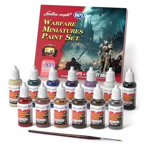 Miniature Paints Set - 13pcs 20ml Game Colors Miniature Painting Kit, with 1 Kolinsky Paintbrush, Acrylic Model Paint Set for Wargame Models - Image 1