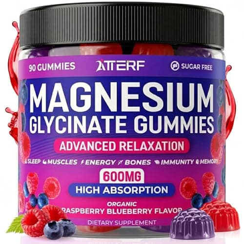 ATTERF Magnesium Glycinate Gummies 600mg, [2-in-1 Dual Flavor Mix] - Sugar-Free, High Absorption Magnesium Supplement for Adults, Muscle Support and Relaxation, Vegan & Non-GMO - Image 1