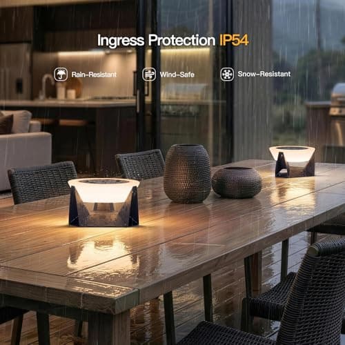 MVBT Solar Lamp, Small Solar Table Lamp, 3000K Outdoor Lanterns for Patio Waterproof, Modern Lantern Outdoor Table Lights, LED Garden Light, Dusk to Dawn Floor Lamps for Outside Deck Yard Decorative - Thumbnail 6
