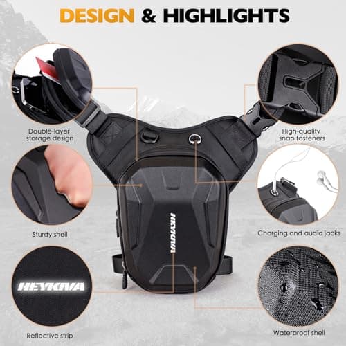 Motorcycle Leg Bag for Men Women, Thigh Bag with Reflective Logo and Removable Leg Straps Can Crossbody Fanny Pack, Motorcycle accessories gear Use for Outdoor Cycling Hiking Camping Fishing - Thumbnail 2