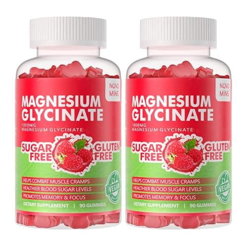 180 CT Magnesium Glycinate Gummies 1000mg - Sugar Free Magnesium Potassium Supplement with Vitamin D, B6, CoQ10 for Calm Mood & Sleep Support - 180 Raspberry Gummies - Image 1