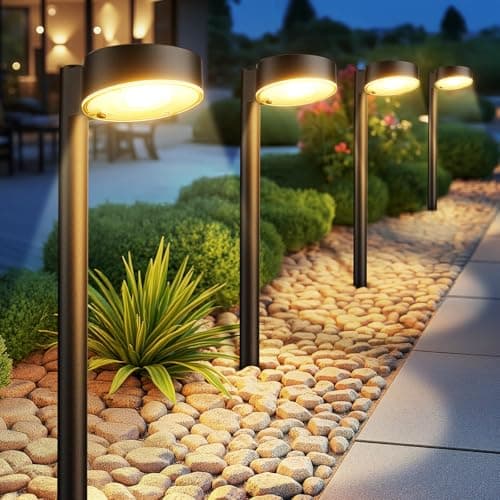 Ahaorigin 8 Pack Solar Pathway Lights Outdoor, 12 Brighter LED Solar Lights Outdoor Waterproof, Up to 12 Hrs Modern Path Light for Yard Garden Walkway Driveway Lawn (8 Pack) - Image 1
