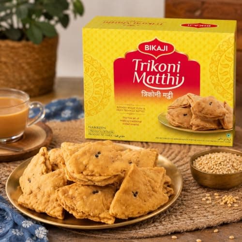 Bikaji Tikoni Mathi 14.11 oz (400g), Indian Sweets, Triangular Crispy Mathri, Traditional Indian Savory Snacks, Flaky & Crunchy Namkeen Bites, Ready to Eat Tea Time & Party - Thumbnail 5