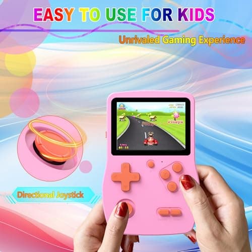 32 Bit Handheld Game for Kids Preloaded 139 Retro Video Games, 3.0'' IPS Screen and Rechargeable Battery Portable Gaming System, Mini Travel Electronic Toy Gifts for Boys Girls (Pink) - Thumbnail 4