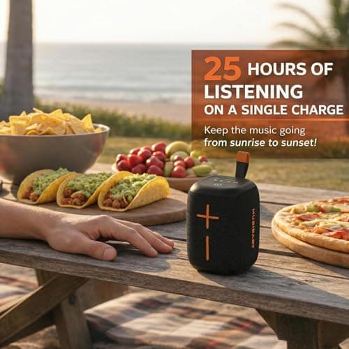 Musibaby Bluetooth Speaker, M73 Portable Wireless Speaker – Waterproof 20W Loud Speaker with Carry Handle and Simple Button Control for Outdoor and Indoor Music(blk) - Thumbnail 3