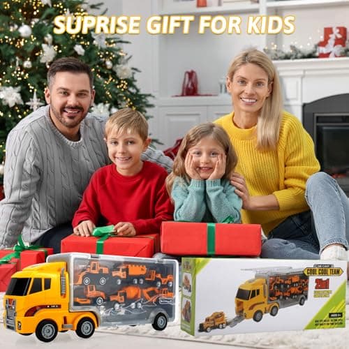 ALOTJOY Toys for Boys,13 Pcs Engineering Die-cast Construction Car Toddler Toys for 3 Year Old Boys Vehicles Gifts Kids Toys for Age 3 4 5 6 7 Year Old Kids - Thumbnail 3