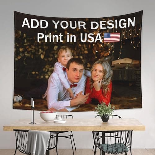 ANSTING Custom Tapestry with Photo, Ships Next Business Day, Print in USA, Personalized Picture Text Wall Hanging Banner Customized Image Background for Bedroom Decor (80x60in) - Image 1