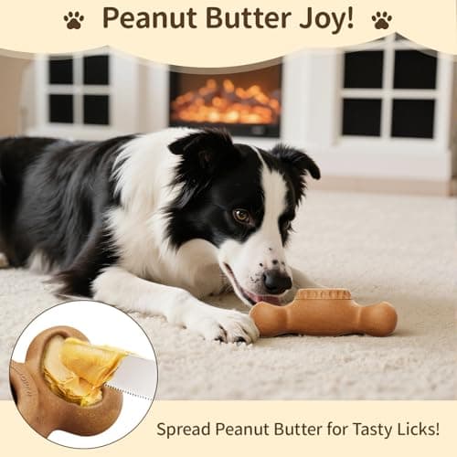 PETSWEET 3-in-1 Enrichment Dog Toy for Aggressive Chewers, Frozen Treat Toy & Interactive Treat Dispenser with Peanut Butter Grooves, Long Lasting Chew Toy for Large Dogs, Easy to Clean, Brown - Thumbnail 4