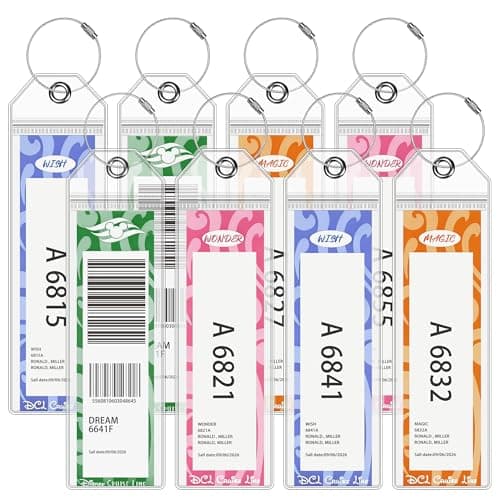 8 Pack DCL Cruise Luggage Tag Holder & Cruise Essentials for Dream, Fantasy, Magic, Wonder, Wish & Treasure 2025-2026 Cruise Must Have by SEAVILIA - Image 1