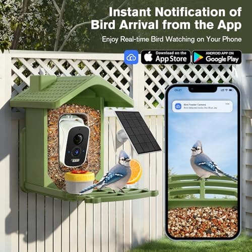 Smart Bird Feeder with Camera Solar Powered, AI Birds Species Identification, 2.5K HD Video Bird House with Camera for Outside, Weatherproof Design Ideal Gifts for Valentine's Day, Bird Lovers, Green - Thumbnail 2