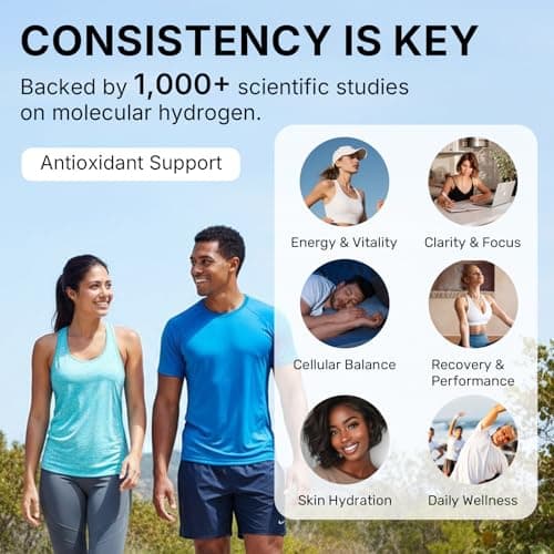 Molecular Hydrogen (H2) Tablets with 120mg Magnesium – 16 PPM Hydrogen Water Tablets Drinking for Water, Advanced Hydrogen Technology, Antioxidant Support, Natural Raspberry & Unflavored, 60 Tablets - Thumbnail 6