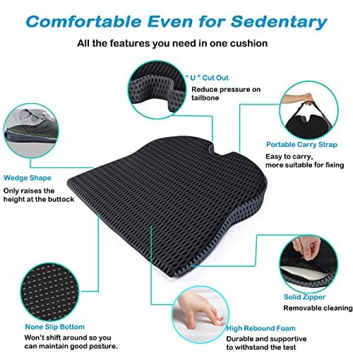MargGona Car Wedge Seat Cushion for Car and Truck Seat Office Chair Wheelchair - Memory Foam Seat Pad for Sciatica Tailbone Pain Relief - Thumbnail 4
