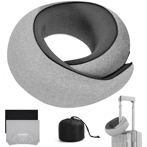 Travel Neck Pillows for Airplanes, Premium 100% Memory Foam Neck Pillow with Alternative Skin-Friendly Silk Cover - Upgrade Liner Enables Easy Pillowcase Cleaning, Travel Pillow Fits Plane, Car, Train - Image 1