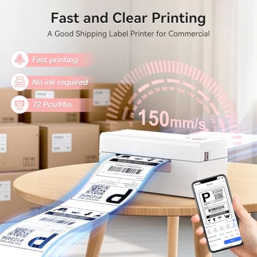 Hoorola Bluetooth Thermal Shipping Label Printer, Wireless 4x6 Shipping Label Printer for Packages, High-Speed Thermal Printer Compatible with Android, iOS & Windows for Amazon, Ebay, Shopify, USPS - Thumbnail 3