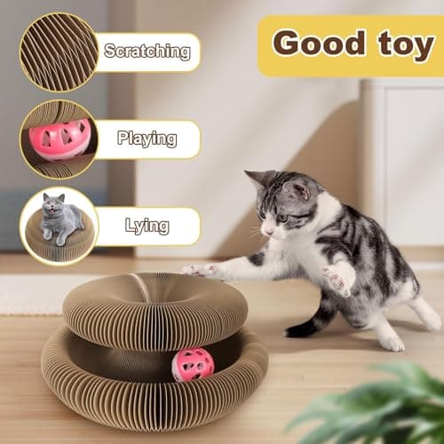 Cardboard Cat Toy, Flexible Magic Organ Cat Scratcher, Foldable & Reversible Cat Scratching Board Scratcher Pad, Interactive Cardboard Accordion Kitty Toy for Indoor Cats 2-Pack - Thumbnail 4