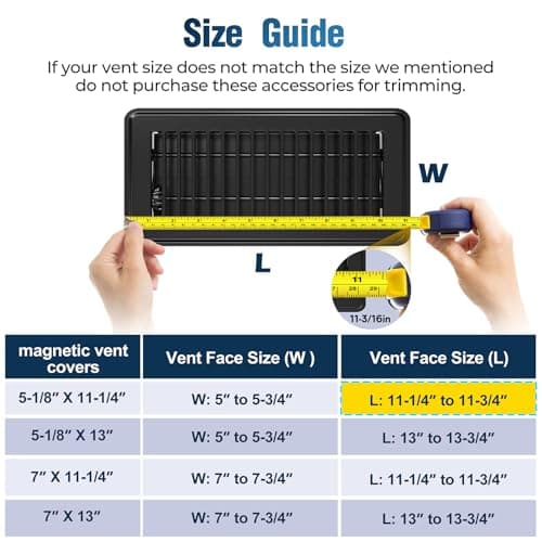 YEHANLY Magnetic Vent Covers with Vent Screen 5.1x11.3 Inch, Black Mesh Vent Covers for Floor, Wall, Ceiling Air Vents to Block Dust, Pet Hair, Fits Standard HVAC Floor Registers in Home, RV, 3 Pack - Thumbnail 6