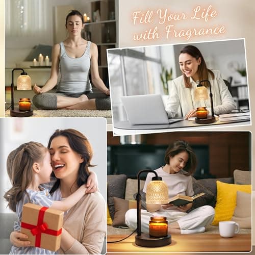 AIFEI Candle Warmer Lamp with Timer, Dimmable Adjustable Height Candle Lamp, Birthday Gifts for Women Mom Sister Friends, House Warming Gifts New Home, Candle Lamp Warmer with 2 Bulbs - CoalBlack - Thumbnail 6