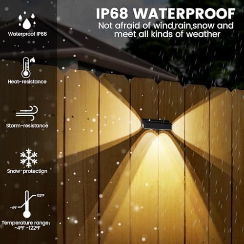 Solar Fence Lights 8 Pack Solar Fence Lights Outdoor with 3-Side Lighting, 9 Colors＆11 Lighting Modes, IP65 Waterproof, Fence Lights Solar Powered for Outside Wall Backyard Step Patio Deck Garden - Thumbnail 5