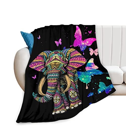 QYEZXA Elephant Throw Blanket Fuzzy, Elephant Gifts for Women Men Girls Boys Kids, Soft Cozy Fleece Blanket Warm Flannel Throws for Couch Sofa Bed Living Room - Image 1