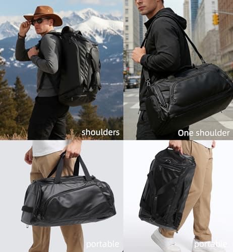 reeyee 40L Convertible Gym Duffel Bag Backpack, Water Repellent Sports Travel Bag with Shoe Compartment, Wet Pocket & Insulated Cooler, 3-in-1 Weekender Carry On Bag for Men Women - Thumbnail 2