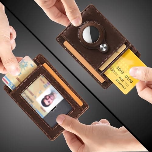 Hawanik Slim Minimalist Front Pocket Air Tag Wallet, RFID Blocking Card Holder Wallet with Airtag Holder - Thumbnail 2