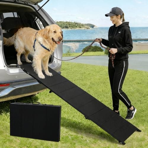Dog Ramp for Car 71" X 18.7" Extra Long Folding Aluminum Pet Ramp for Large Dogs up to 250 LBS, Portable Waterproof Dog Ramps for SUV Truck and High Bed