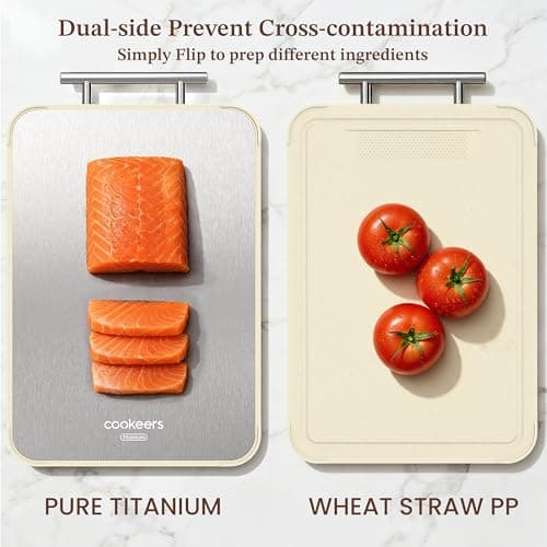 Cookeers Titanium Cutting Board for Kitchen - 2026 New Upgraded 100% Pure Titanium No Step Edge Double Side Cutting Board, Food Grade PP, Dishwasher Safe, Non-Slip, 15.8”×10.24 ” Chopping Board - Thumbnail 4