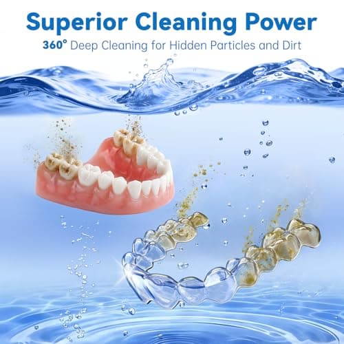 CANHOPE Ultrasonic Retainer Cleaner Machine, Ultrasonic Jewelry Cleaner, Denture Cleaner for Invisalign, Mouth Guards, Night Guards, Aligners, Toothbrush – Detachable Base & Lid, Digital Timer, Black - Thumbnail 2