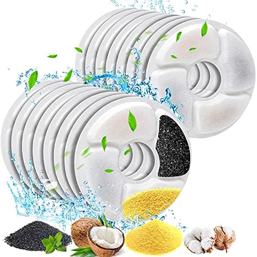 Cat Pet Water Fountain Filters, 5 inch, Dog Fountain Activated Carbon Filters Replacement, Compatible with Cats and Dogs Automatic Water Dispenser (16Pcs)