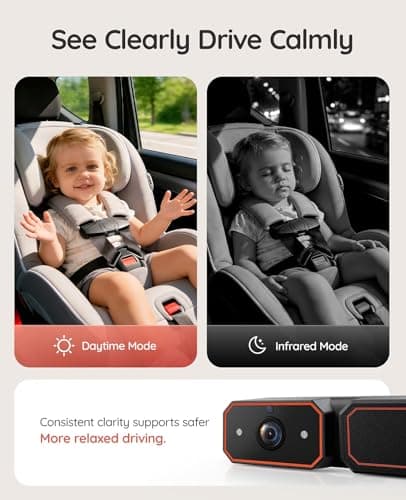 Babyvue BV6PRO Wireless Dual Car Camera Baby Monitor Fast Setup, HD1080P Spilt-Screen Baby Car Monitor for 2 Kids, Auto IR Night Vision Backseat Camera for Newborns Gift - Thumbnail 5