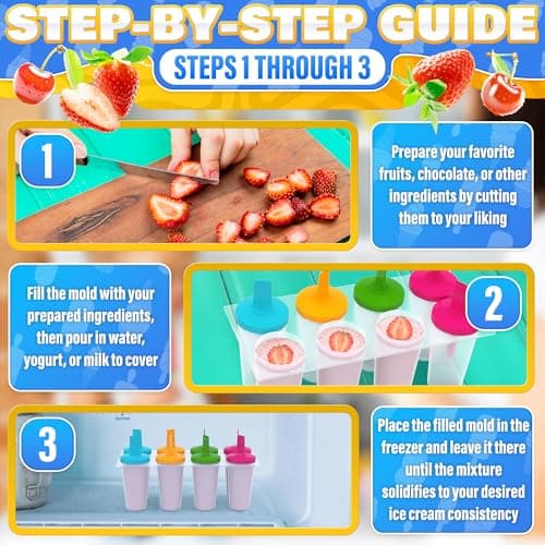 Ice Cream Maker Ice Pop Mold - 8Pcs Popsicle Maker Ice Cream Popsicle Molds Reusable Ice Popsicle Sleeves - Popsicles Molds Ice Cream Mold Popsicle Holders - Thumbnail 5