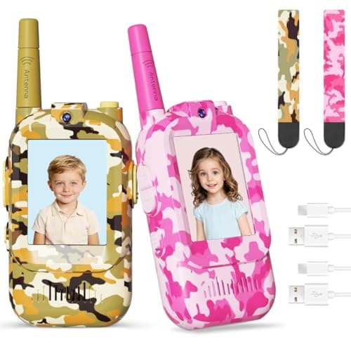Video Walkie Talkies for Kids with Camera, Rechargeable Walkie Talkies 2 Pack for Ages 3-12, HD Video Intercom with Screen & Voice Changer, Indoor Outdoor Communication for Boys Girls (Desert Camo) - Image 1