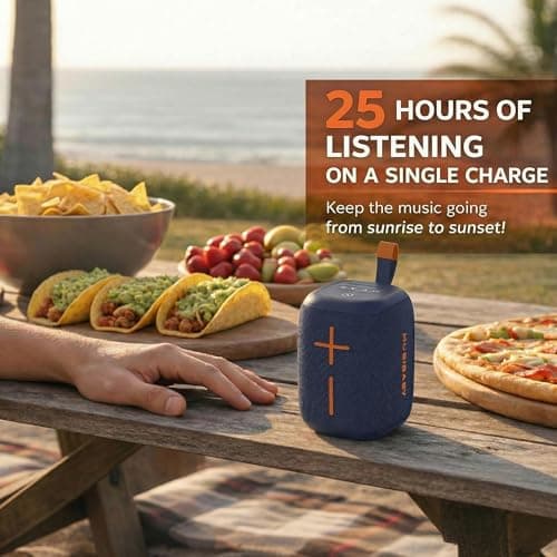 Musibaby Bluetooth Speaker, Portable Waterproof Wireless Speaker with 20W Loud Sound, 25H Playtime, FM Radio, USB/TF/AUX, Stereo Pairing and Carry Loop for Indoor Outdoor Use, M73(Blue) - Thumbnail 3