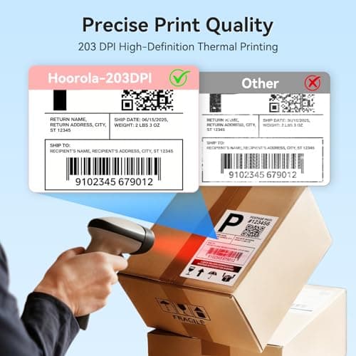 Hoorola Bluetooth Thermal Shipping Label Printer, Wireless 4x6 Shipping Label Printer for Packages, High-Speed Thermal Printer Compatible with Android, iOS & Windows for Amazon, Ebay, Shopify, USPS - Thumbnail 5