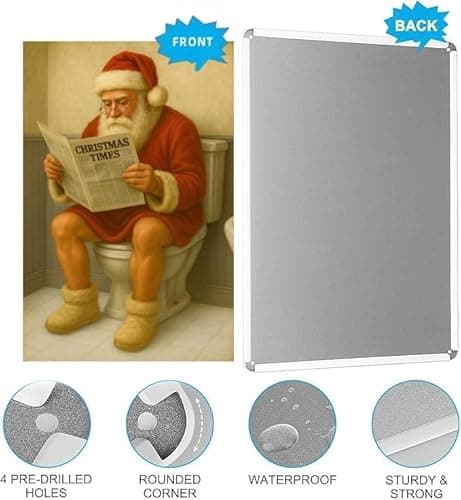 Carastora 2-pack Vintage Christmas Metal Tin Sign Set of Two, measuring 8×12in, featuring Santa Claus. Suitable for bedrooms, bathrooms, kitchens, gardens, and home decor, and holiday gift. - Thumbnail 6