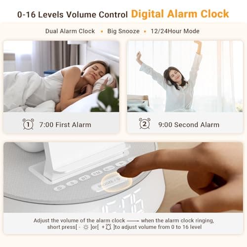 Alarm Clocks for Bedrooms with Wireless Charging Station, iPhone Charging Station with Dimmable Night Light Bluetooth Speaker, Wireless Charger for iPhone 17 16 15 14 13 12 Pro Max, Apple Watch 11 - Thumbnail 5