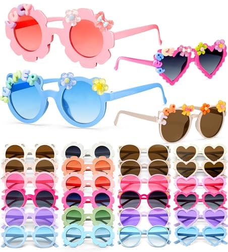 Sumsun 16/24 Pairs Kids DIY Sunglasses Party Favors Kids Sunglasses Bulk Girls Boys Age 3-8 with UV400 for Birthday Party - Image 1
