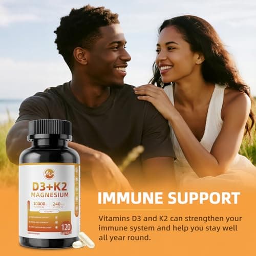 M inch Vitamin D3 K2 with Magnesium, Vitamin D3 10000 IU, Vitamin K2 MK-7 240 mcg, 6-in-1 K2 D3 Vitamin Supplement with Quercetin for Bone, Immune & Moo*d Support, Highly Bioavailable, 2 Packs - Thumbnail 6