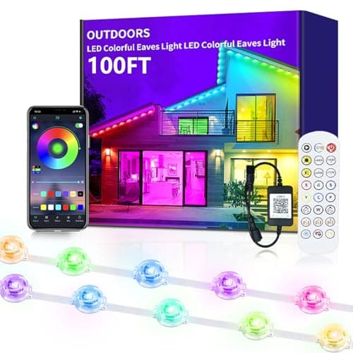 Zhoubbsb Permanent Outdoor Lights, 100FT RGB+IC Smart Eaves Lighting with 50 LEDs, 16 Million Colors, IP68 Waterproof, for Year-Round and Holiday Use - Image 1