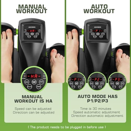ANCHEER Under Desk Elliptical Machine - Quiet Pedal Exerciser for Seniors, Office & Home, Low-Impact Seated Leg Workout Equipment, Smart LCD Display, Remote Control(Black/Green) - Thumbnail 6