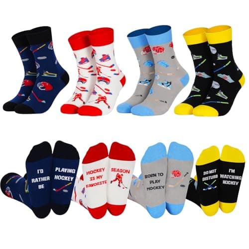 GOAUS Novelty Socks Hockey Socks 4 Pack, Funny Gifts for Teen Boys Men Teenagers - Image 1