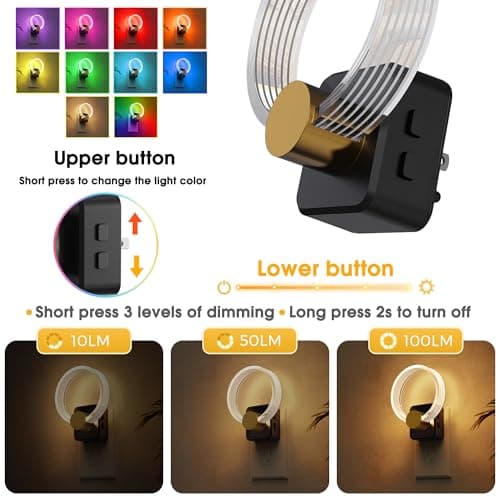 L LOHAS LED Night Lights Plug into Wall, Changing RGB Night Light with Dusk to Dawn Sensor, 180° Rotatable Acrylic Nightlight Plug in Wall for Halloween, Christmas, Holiday, Hallway[2 Pack] - Thumbnail 3