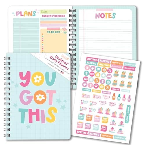 Undated Daily Planner Notebook - Undated Planner Notebooks, Daily To Do List Planners, To Do List Notebook for Work Organization, Day Schedule Planners for Kids and Adults - Image 1