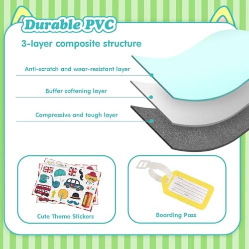 smilesun 20" Ride-On Travel Suitcase for Kids, Cute Ear Toddler Carry on Luggage with Spinner Wheels, Children Rolling Trolly Luggage with Combination Lock (Green with Rope) - Thumbnail 3