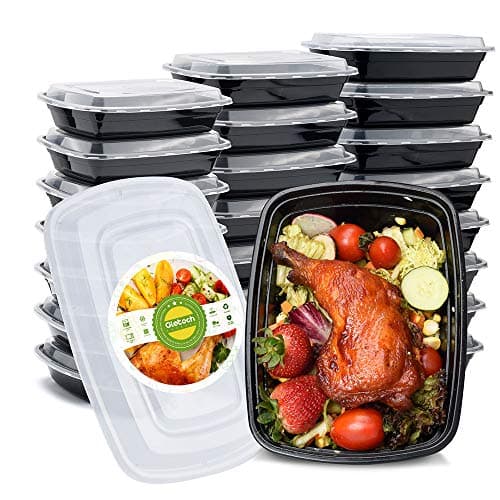 Glotoch 50 Pack (100-Piece) 32 oz 1 Compartment Meal Prep Containers with Lids, Plastic Food Storage Containers for Lunch, Microwave, Freezer, and Dishwasher Safe Take out Containers - Image 1