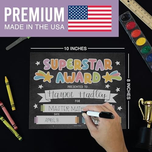 Classroom Award Certificates for Students -25 Certificate of Achievement Awards, Superstar Certificate Paper, Preschool Graduation Certificates for Kids, Kindergarten Star Student Award Honor Roll - Thumbnail 4