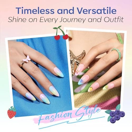 modelones Pastel Gel Nail Polish Set, Hema Free Macaron Gel Polish Set Light Pink Pastel Yellow Purple Baby Blue Green 6 Colors 2026 Spring Easter Nails with Fruit Theme Stickers LED Mani Gift - Thumbnail 4