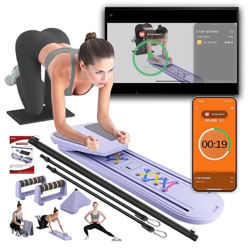 Plymax Pilates Board - Mini Pilates Reformer, Portable Pilates Reformer Board for Home Workout, Foldable Multifunctional Pilates Slider Board with with App Counter Included